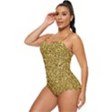 Gold Glittering Background Gold Glitter Texture, Close-up Retro Full Coverage Swimsuit View2