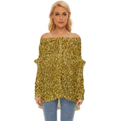 Gold Glittering Background Gold Glitter Texture, Close-up Off Shoulder Chiffon Pocket Shirt by nateshop