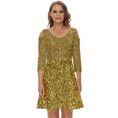 Gold Glittering Background Gold Glitter Texture, Close-up Shoulder Cut Out Zip Up Dress by nateshop