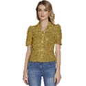 Gold Glittering Background Gold Glitter Texture, Close-up Puffed Short Sleeve Button Up Jacket View1