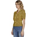 Gold Glittering Background Gold Glitter Texture, Close-up Puffed Short Sleeve Button Up Jacket View2