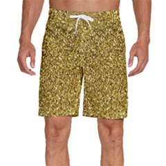 Gold Glittering Background Gold Glitter Texture, Close-up Men s Beach Shorts by nateshop