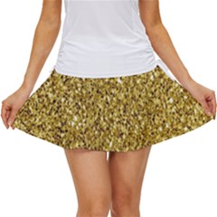 Gold Glittering Background Gold Glitter Texture, Close-up Women s Skort by nateshop