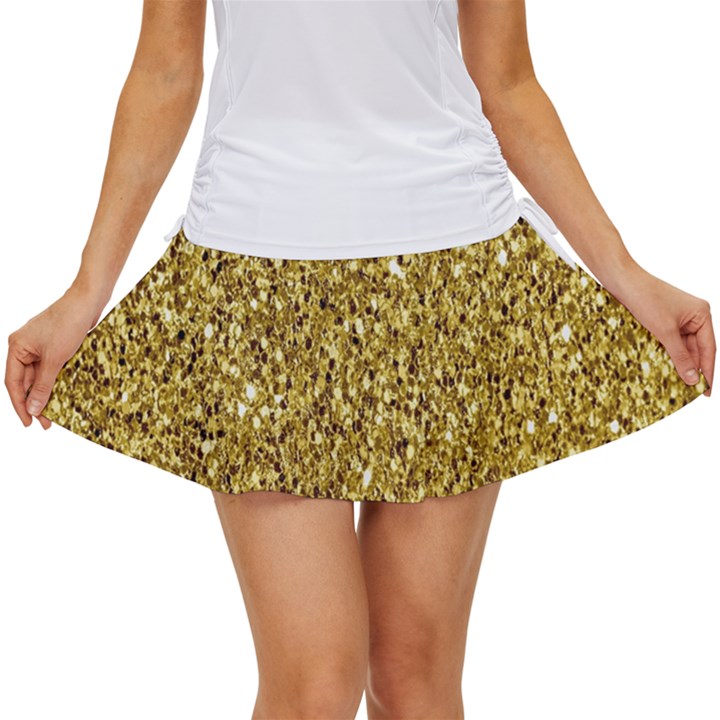 Gold Glittering Background Gold Glitter Texture, Close-up Women s Skort