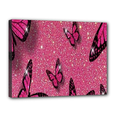 Butterfly, Girl, Pink, Wallpaper Canvas 16  X 12  (stretched) by nateshop