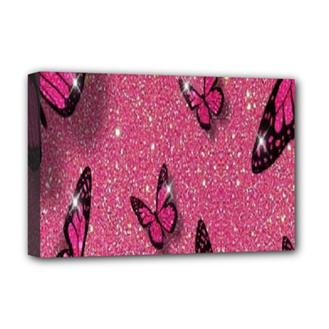 Butterfly, Girl, Pink, Wallpaper Deluxe Canvas 18  X 12  (stretched) by nateshop