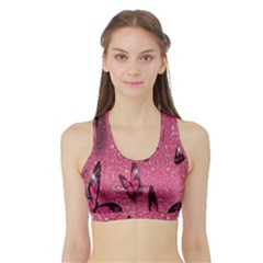 Butterfly, Girl, Pink, Wallpaper Sports Bra With Border by nateshop