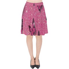 Butterfly, Girl, Pink, Wallpaper Velvet High Waist Skirt by nateshop