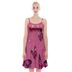 Butterfly, Girl, Pink, Wallpaper Spaghetti Strap Velvet Dress by nateshop