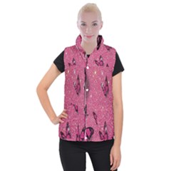 Butterfly, Girl, Pink, Wallpaper Women s Button Up Vest by nateshop