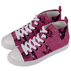 Butterfly, Girl, Pink, Wallpaper Women s Mid-top Canvas Sneakers by nateshop