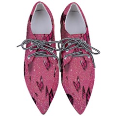 Butterfly, Girl, Pink, Wallpaper Pointed Oxford Shoes by nateshop