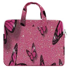 Butterfly, Girl, Pink, Wallpaper Macbook Pro 16  Double Pocket Laptop Bag  by nateshop