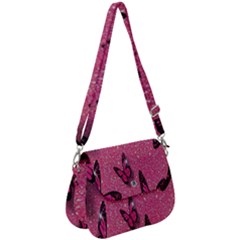 Butterfly, Girl, Pink, Wallpaper Saddle Handbag by nateshop