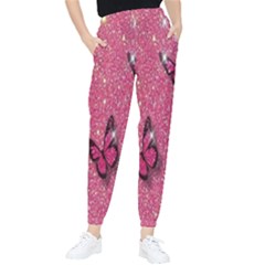 Butterfly, Girl, Pink, Wallpaper Women s Tapered Pants by nateshop