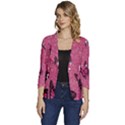 Butterfly, Girl, Pink, Wallpaper Women s One-Button 3/4 Sleeve Short Jacket View1