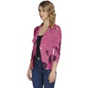 Butterfly, Girl, Pink, Wallpaper Women s One-Button 3/4 Sleeve Short Jacket View2