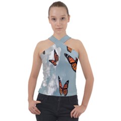 Aesthetic Butterfly , Butterflies, Nature, Cross Neck Velour Top by nateshop