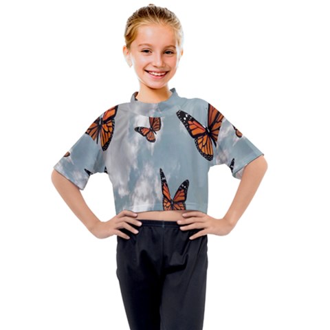 Aesthetic Butterfly , Butterflies, Nature, Kids Mock Neck T-shirt by nateshop