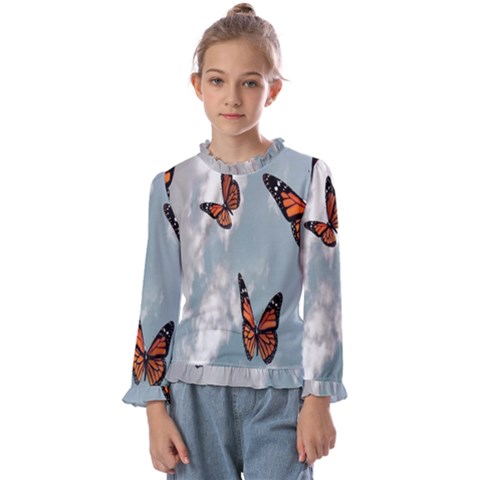 Aesthetic Butterfly , Butterflies, Nature, Kids  Frill Detail T-shirt by nateshop