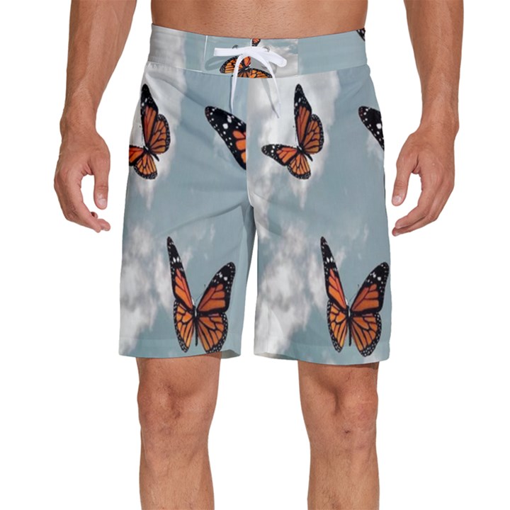 Aesthetic Butterfly , Butterflies, Nature, Men s Beach Shorts