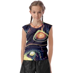 Psychedelic Trippy Abstract 3d Digital Art Kids  Raglan Cap Sleeve T-shirt by Bedest