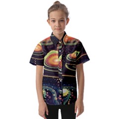 Psychedelic Trippy Abstract 3d Digital Art Kids  Short Sleeve Shirt by Bedest