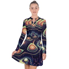 Psychedelic Trippy Abstract 3d Digital Art Long Sleeve Panel Dress by Bedest