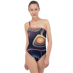 Psychedelic Trippy Abstract 3d Digital Art Classic One Shoulder Swimsuit by Bedest