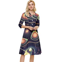 Psychedelic Trippy Abstract 3d Digital Art Classy Knee Length Dress by Bedest