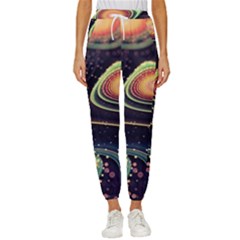 Psychedelic Trippy Abstract 3d Digital Art Women s Cropped Drawstring Pants