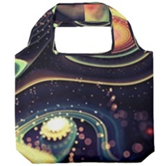 Psychedelic Trippy Abstract 3d Digital Art Foldable Grocery Recycle Bag by Bedest