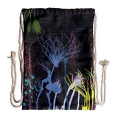 Art Design Graphic Neon Tree Artwork Drawstring Bag (large) by Bedest