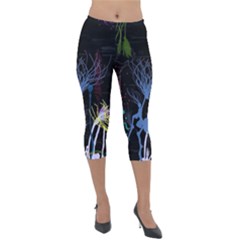 Art Design Graphic Neon Tree Artwork Lightweight Velour Capri Leggings  by Bedest