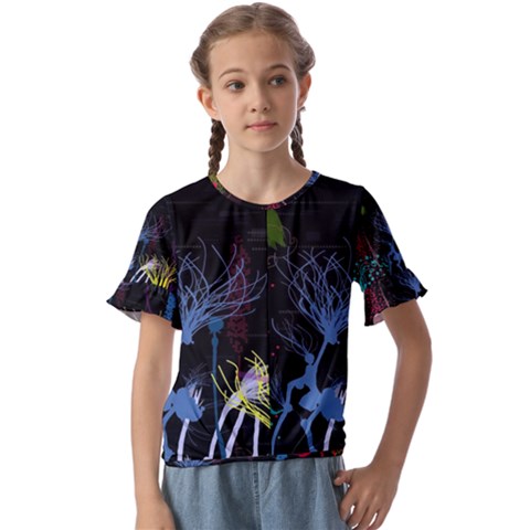 Art Design Graphic Neon Tree Artwork Kids  Cuff Sleeve Scrunch Bottom T-shirt by Bedest