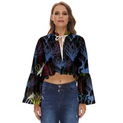 Art Design Graphic Neon Tree Artwork Boho Long Bell Sleeve Top by Bedest