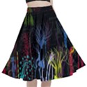 Art Design Graphic Neon Tree artwork A-Line Full Circle Midi Skirt With Pocket View1