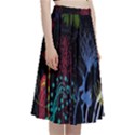 Art Design Graphic Neon Tree artwork A-Line Full Circle Midi Skirt With Pocket View3