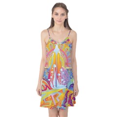 Multicolored Optical Illusion Painting Psychedelic Digital Art Camis Nightgown  by Bedest