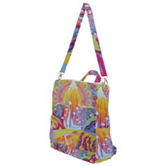 Multicolored Optical Illusion Painting Psychedelic Digital Art Crossbody Backpack by Bedest