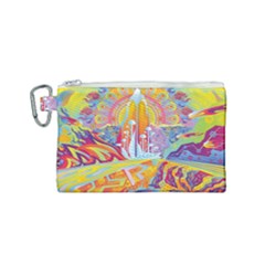 Multicolored Optical Illusion Painting Psychedelic Digital Art Canvas Cosmetic Bag (small) by Bedest