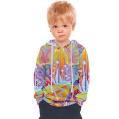 Multicolored Optical Illusion Painting Psychedelic Digital Art Kids  Overhead Hoodie by Bedest