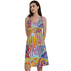 Multicolored Optical Illusion Painting Psychedelic Digital Art Classic Skater Dress by Bedest