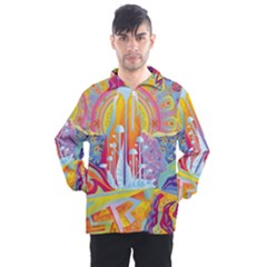 Multicolored Optical Illusion Painting Psychedelic Digital Art Men s Half Zip Pullover