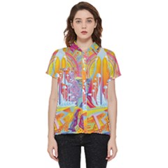 Multicolored Optical Illusion Painting Psychedelic Digital Art Short Sleeve Pocket Shirt by Bedest