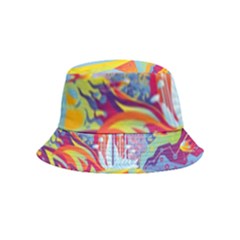 Multicolored Optical Illusion Painting Psychedelic Digital Art Inside Out Bucket Hat (kids) by Bedest