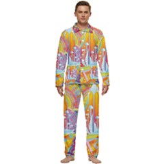 Multicolored Optical Illusion Painting Psychedelic Digital Art Men s Long Sleeve Velvet Pocket Pajamas Set by Bedest