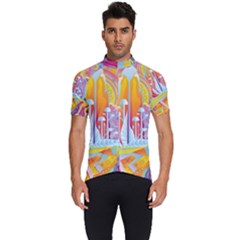 Multicolored Optical Illusion Painting Psychedelic Digital Art Men s Short Sleeve Cycling Jersey by Bedest