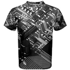 Black And Gray Circuit Board Computer Microchip Digital Art Men s Cotton T-shirt