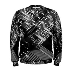 Black And Gray Circuit Board Computer Microchip Digital Art Men s Sweatshirt by Bedest